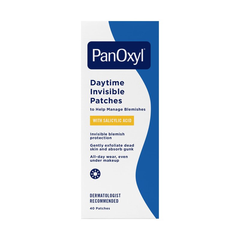 PanOxyl Daytime Invisible Patches, Dermatologist-Recommended Brand, Help Manage Blemishes, Unclog Pores and Exfoliate with Salicylic Acid, 20 Large and 20 Small Patches, Latex-Free, 40ct