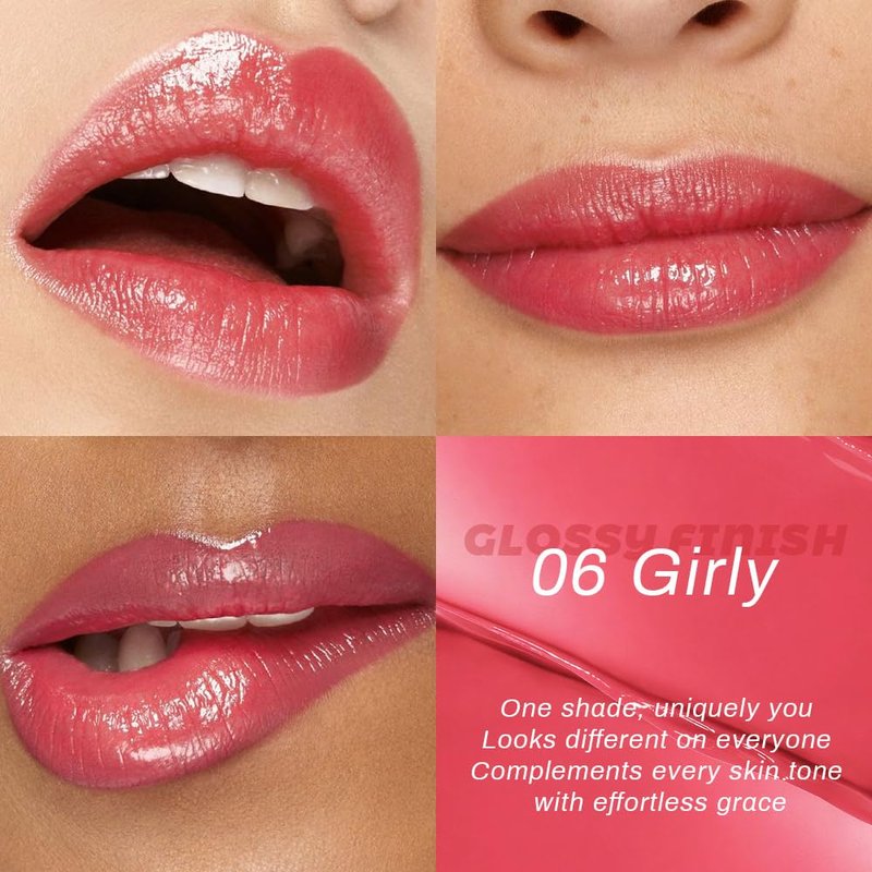 evpct Girly Pink Honey Lipstick Tinted Lip Balm, Moisturizing Tinted Lip Oil Stick Lipstick for Older Women, Sheer Lightweight Hydrating Nourishing Shine Tinted Lip Color Gloss Tint Stain, Girly Pink