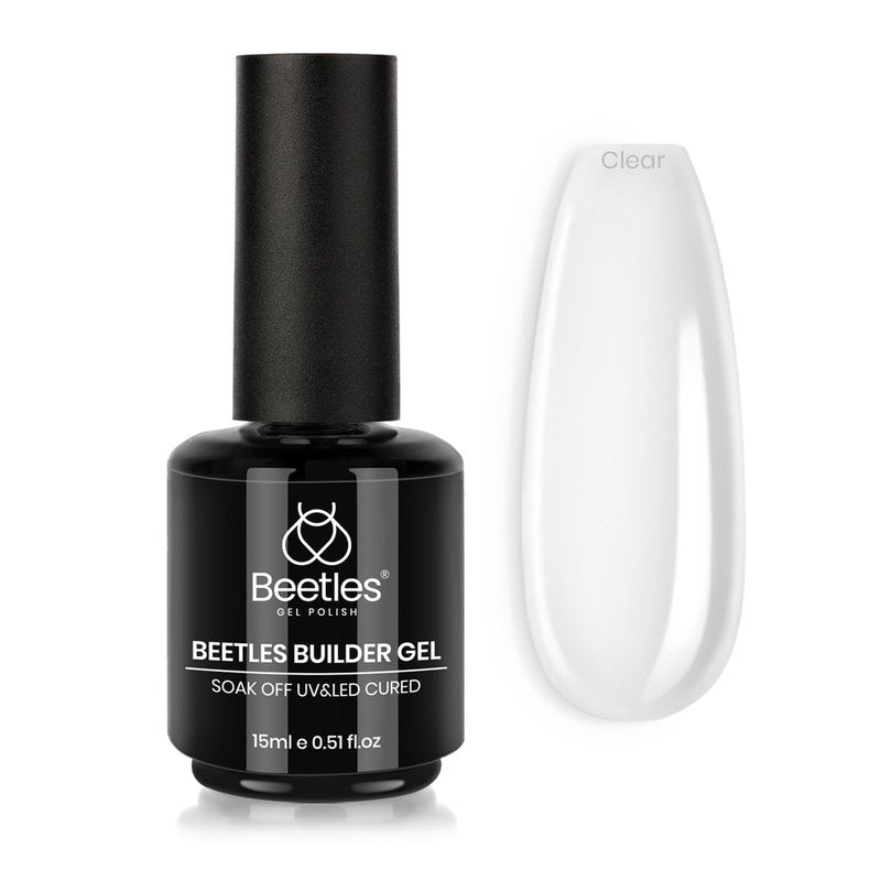 Beetles Builder Gel for Nails,0.51 oz 8 in 1 Strengthening Nails Enhancement Building Apex for Beginners & DIY Salon Manicure,Clear Builder Nail Gel,LED & UV Lamp Needed,Gifts for Women
