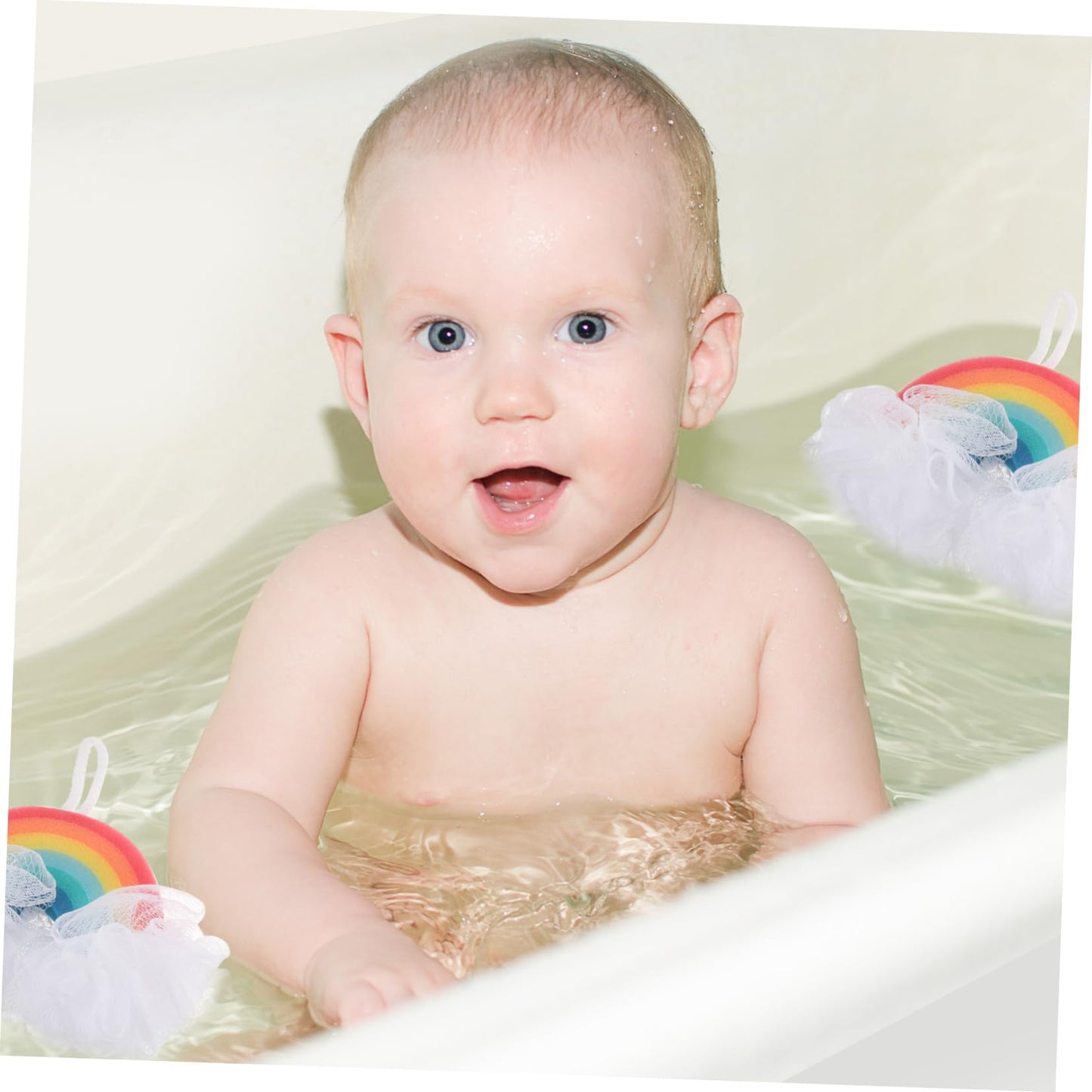 SOESFOUFU 2pcs Rainbow Bath Sponge Baby Towels and washcloths net Bath Sponge sponges for Washing The face Shower Sponge loofah Newborn Bath tub Kids Bath Scrubbers Washing Ball Toddler Miss