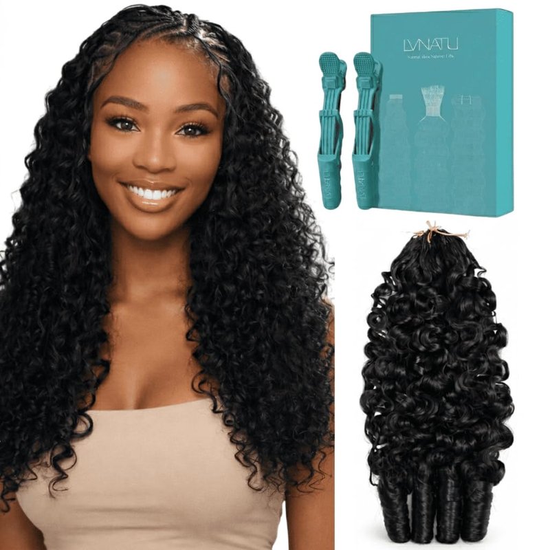 Lvnatu Feather Crochet Human Hair Burmese Curly for Miracle Knots Boho Braids Black Women Pre Looped Reusable 100% Remy Human Hair Lightweight Pre Separated Invisible Strings 100 Strands 120g 20 Inch