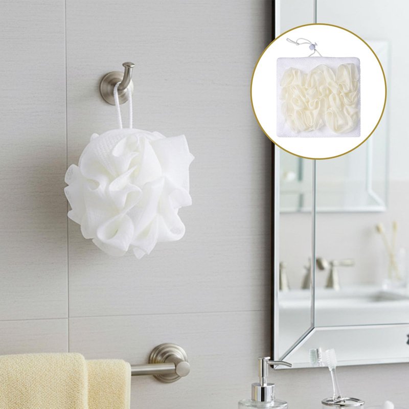 2 Pcs Bar Soap Loofah Pouch, 2 in 1 Exfoliating Washcloth with Soap Pocket for Cleansing and Smooth Skin, Reusable Shower Sponge, Body Scrubber Shower Bath Sponge Loofah, Beige
