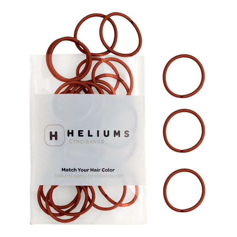 Heliums Small Hair Ties - No Damage Mini 1 Inch Elastics in Auburn Red | 48 Count for Thin Hair & Kids