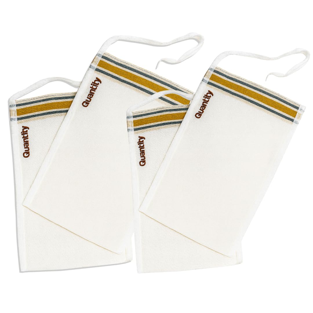 Turkish Hammam Exfoliating Glove Set – 4 PCS Natural Silk Kese Mitt for Deep Body Scrub, Dead Skin & Tan Remover, Spa Quality Bath Exfoliation for Men & Women