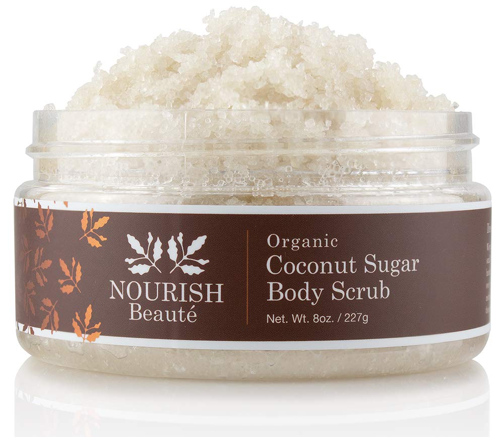 Nourish Beaute Organic Sugar Body Scrub for Exfoliation and Cellulite, Hydrates and Moisturizes Skin While Improving Skin Tone and Texture, 8 oz, Coconut
