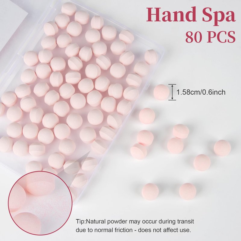 RAQEHO Manicure Spa Balls 8oz -Rose Soak Balls Moisturizing Tablets Cuticle Soften Bombas Efervescentes Para Pedicure Spa Nail Supplies Tools for Hand Soak Pedicure Soak Nail Care Nail Salon（80count）