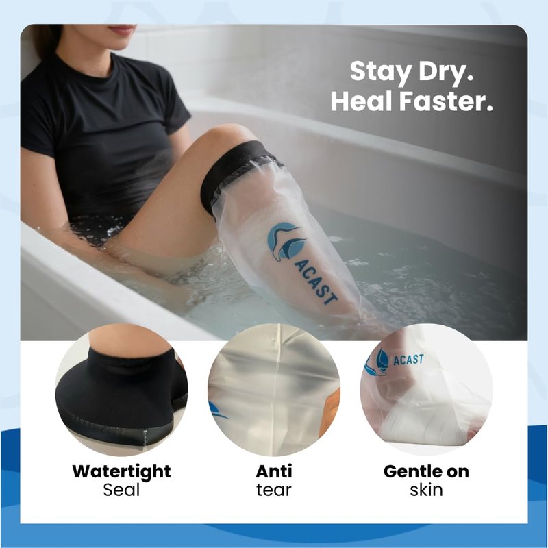 ACAST Waterproof Leg Cast Cover for Shower | Reusable Cast Protector for Plaster & Dressings | Secure No-Leak Seal | Easy Slip-On Shower & Bathing Protection | Comfortable, Durable Adult Fit
