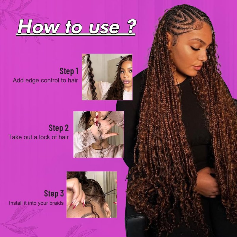 100% Human Hair Boho Braiding Hair - Deep Wave Curly Bundles for Braids | 18 Inch, #4 Natural Brown