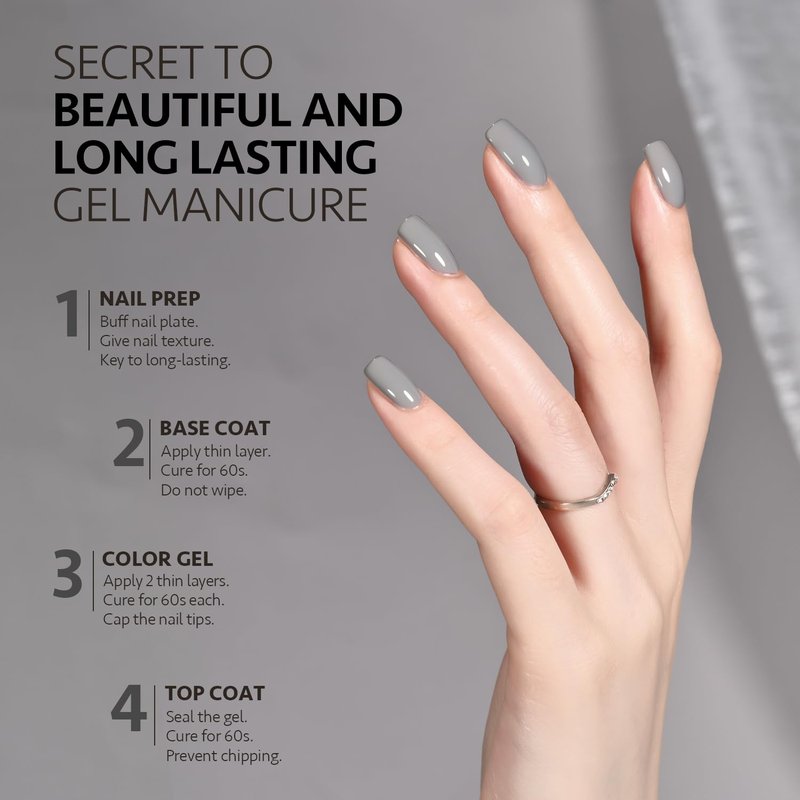GAOY Gray Gel Nail Polish, 16ml Soak Off Gel Polish, UV Light Cure for Nail Art DIY Manicure at Home, 2087 Atoms Gray