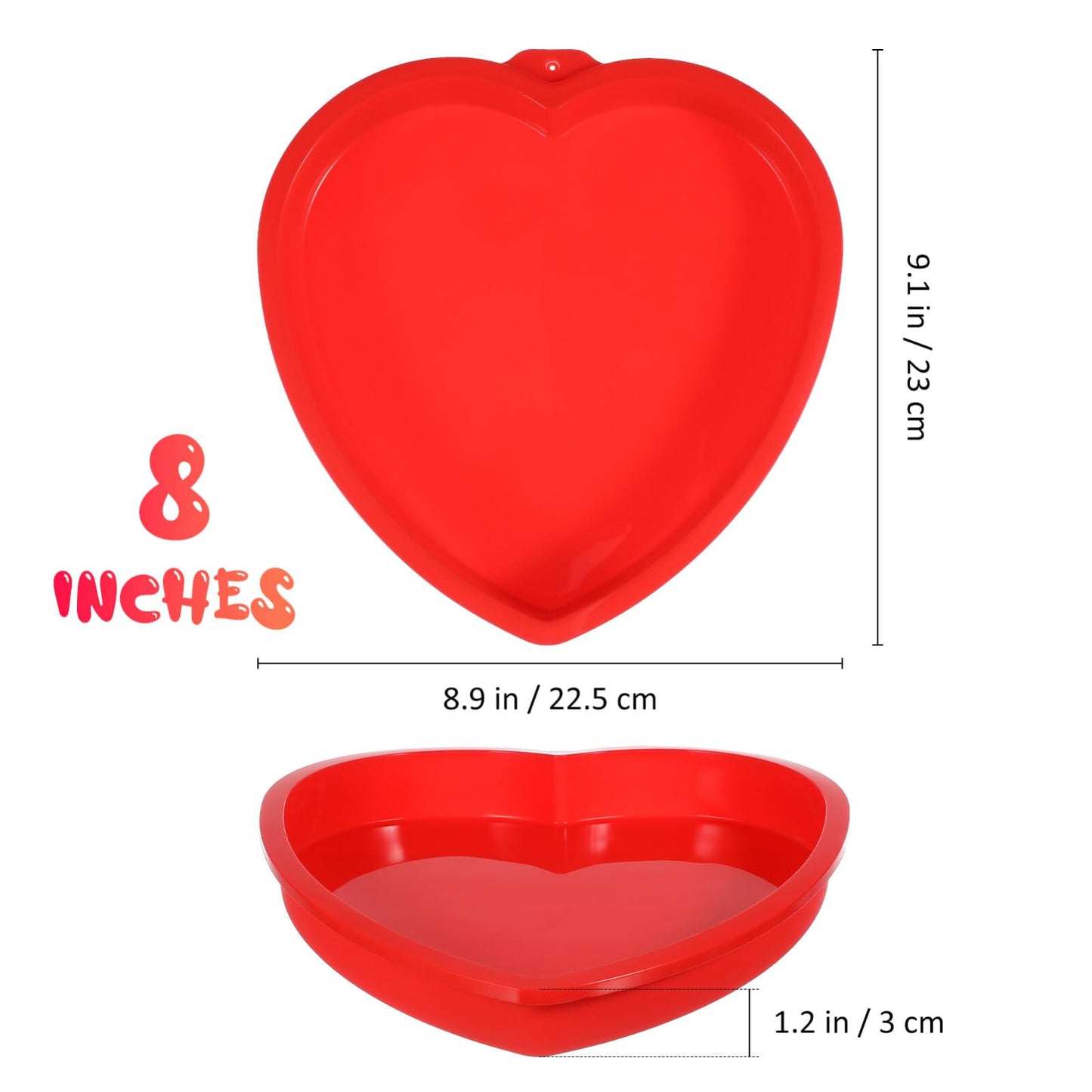 TOVINANNA Heart-Shaped Cake Pan Set 8-Inch Silicone Molds for Baking Non-Stick Silicone Cake Tins for Romantic Occasions Oven and Microwave Safe - 2 Pack