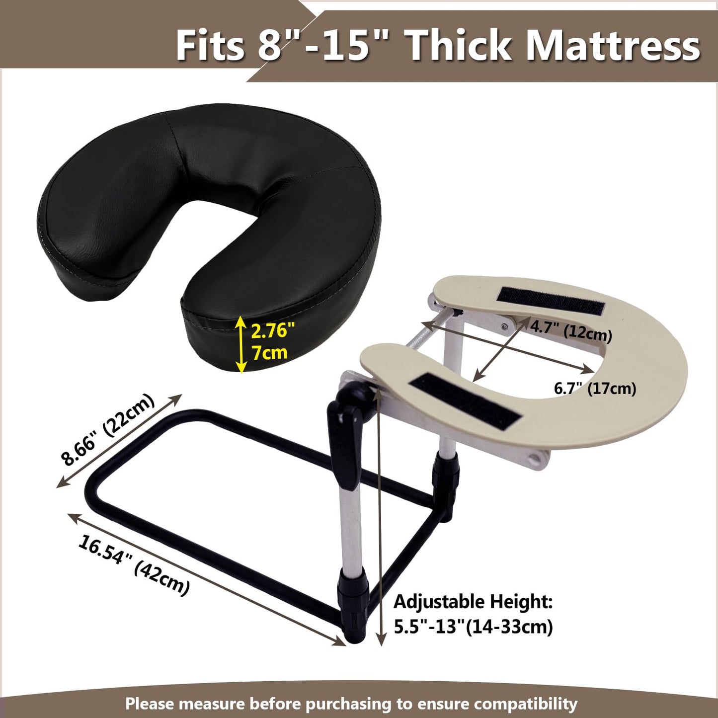 ZNALDP Massage Headrest for Bed, Adjustable Home Mattress Top Face Cradle Kit, Head Cushion for Face Down, Quick Setup for Bed Massage, Facial, Lash & Brow Services, Eye Surgery Recovery