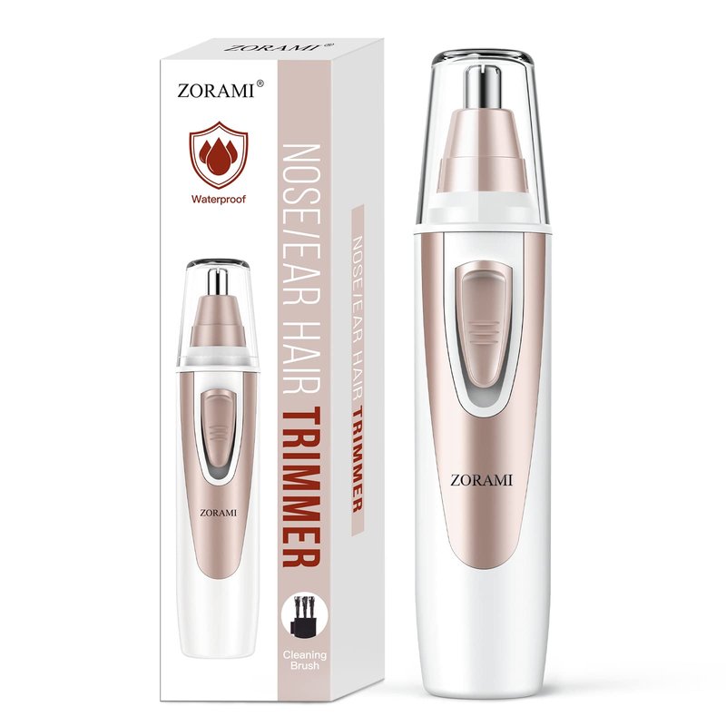 Ear and Nose Hair Trimmer Clipper - 2026 Professional Painless Eyebrow & Facial Hair Trimmer for Men Women, Battery-Operated Trimmer with IPX7 Waterproof, Dual Edge Blades for Easy Cleansing Pink