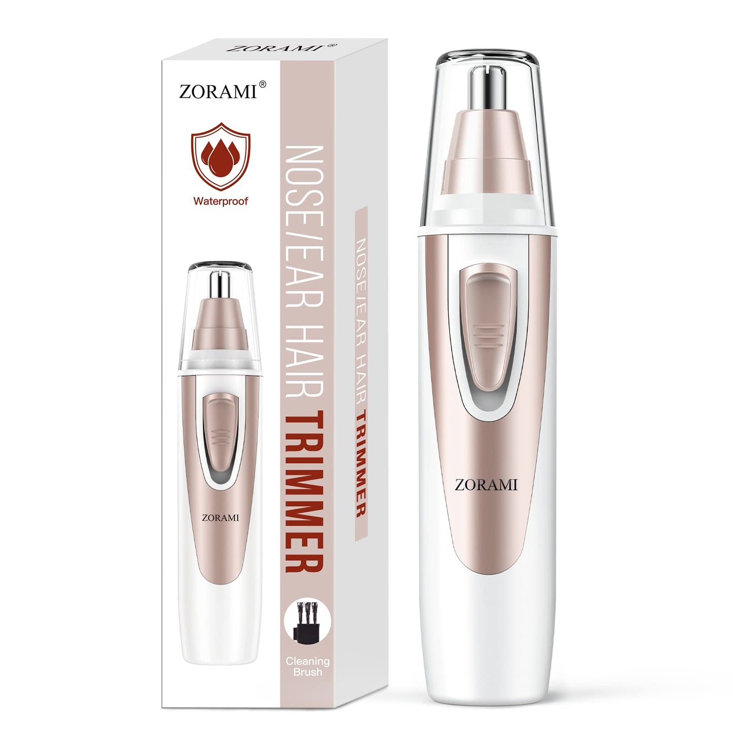 Ear and Nose Hair Trimmer Clipper - 2026 Professional Painless Eyebrow & Facial Hair Trimmer for Men Women, Battery-Operated Trimmer with IPX7 Waterproof, Dual Edge Blades for Easy Cleansing Pink