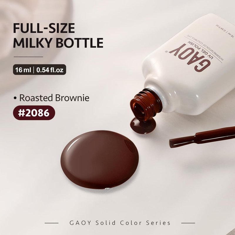 GAOY Brown Gel Nail Polish, 16ml Soak Off Gel Polish, UV Light Cure for Nail Art DIY Manicure at Home, 2086 Roasted Brownie