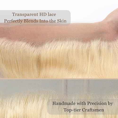 Pre-sewn 13x4 Frontal HD Lace with Elastic Cap ? Body Wave Human Hair Frontal with Baby Hair, Bleach & Dye Friendly, Beginner Friendly 14 Inch 613 Blonde