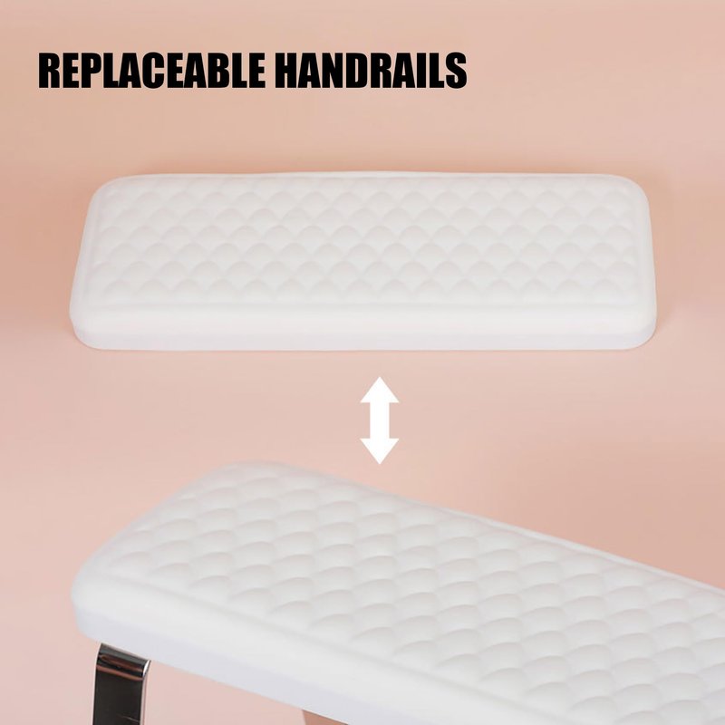 Erxewim Professional Pedicure Stool with Soft Memory Foam Cushion, Rolling Foot Rest Cart, Stainless Steel Legs, Ideal for Salon & Home Spa Use (Pink)