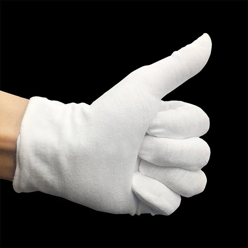 Skiennix Cotton Gloves - 12 Pairs for Eczema Relief | Breathable Moisturizing Spa & Jewelry Inspection | Medium Size