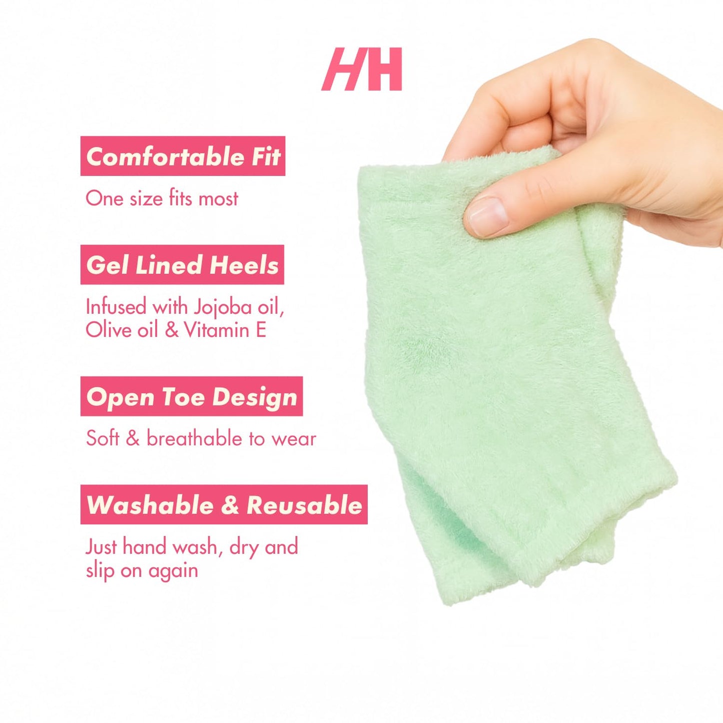 Handmade Heroes Foot Mask for Cracked Heel Treatment Gel Mask for Dry Cracked Feet Women with Jojoba & Vitamin E Intensive Overnight Heel Repair Moisturizing Overnight 2pc