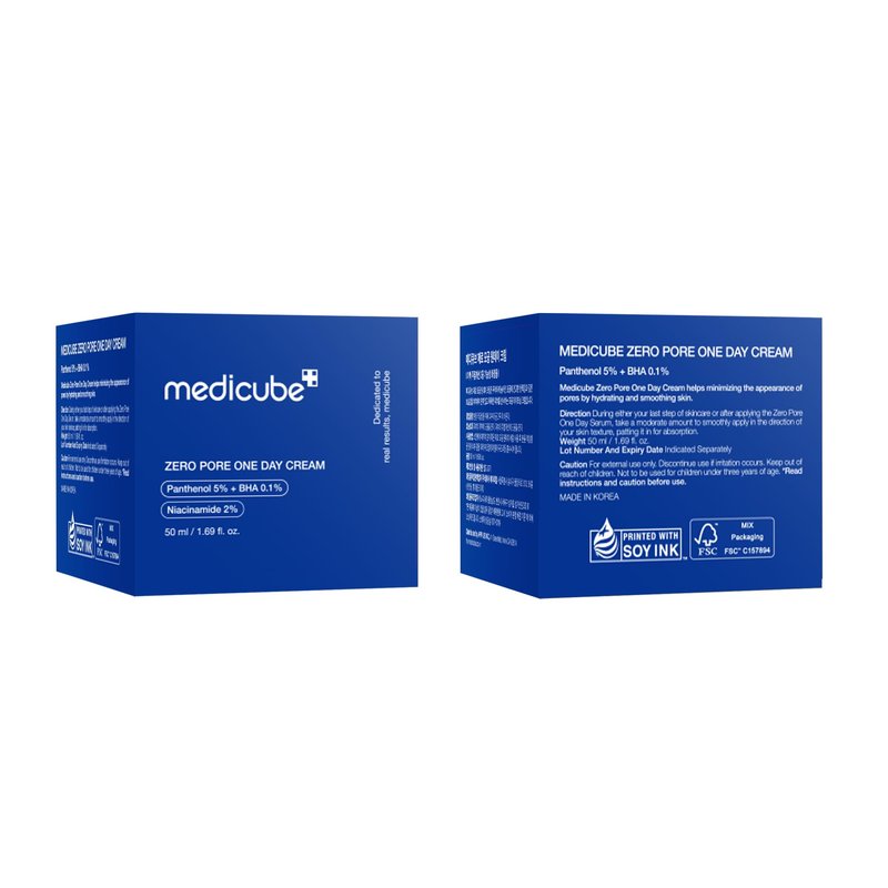 Medicube Zero Pore One-Day Cream 1.69 fl.oz - Visibly Smaller Pores, Controls Excess Oil - Pore Refining Cream with Panthenol, Salicylic Acid, and Niacinamide - Korean Skincare