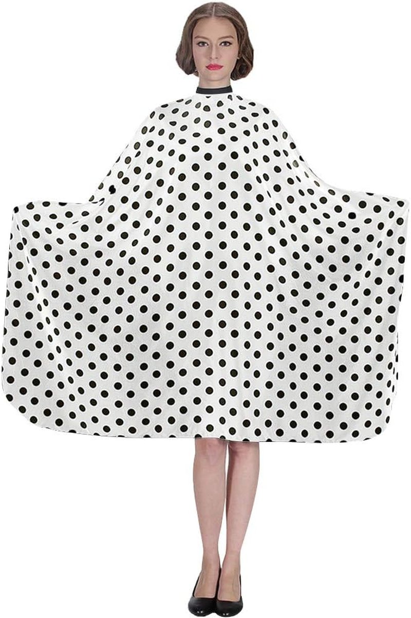 Professional Salon Cape - Black and White Dots Hair Cutting Cape, 54"x62"