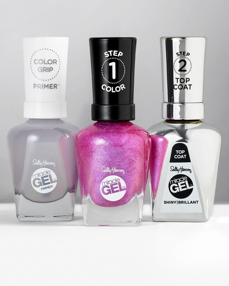 Sally Hansen Miracle Gel Salon Quality Nail Polish | Gel-Like Formula, Two-Step System, No UV Light Needed, Long Lasting | Sheer, Shimmery | 241 Home Sweet Home | Pink Nail Color