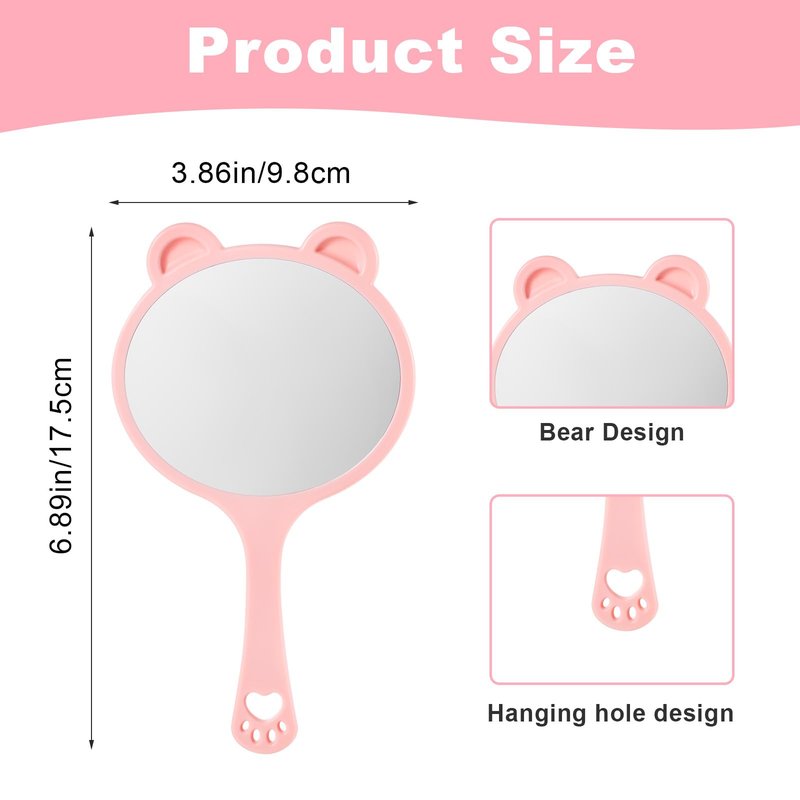Qianyu Hand Held Mirror with Handle for Makeup Shaving Small Cute Professional Handheld Mirror with Hanging Hole Single-Sided Portable Multi-Purpose Travel Vanity Mirror for Men and Women