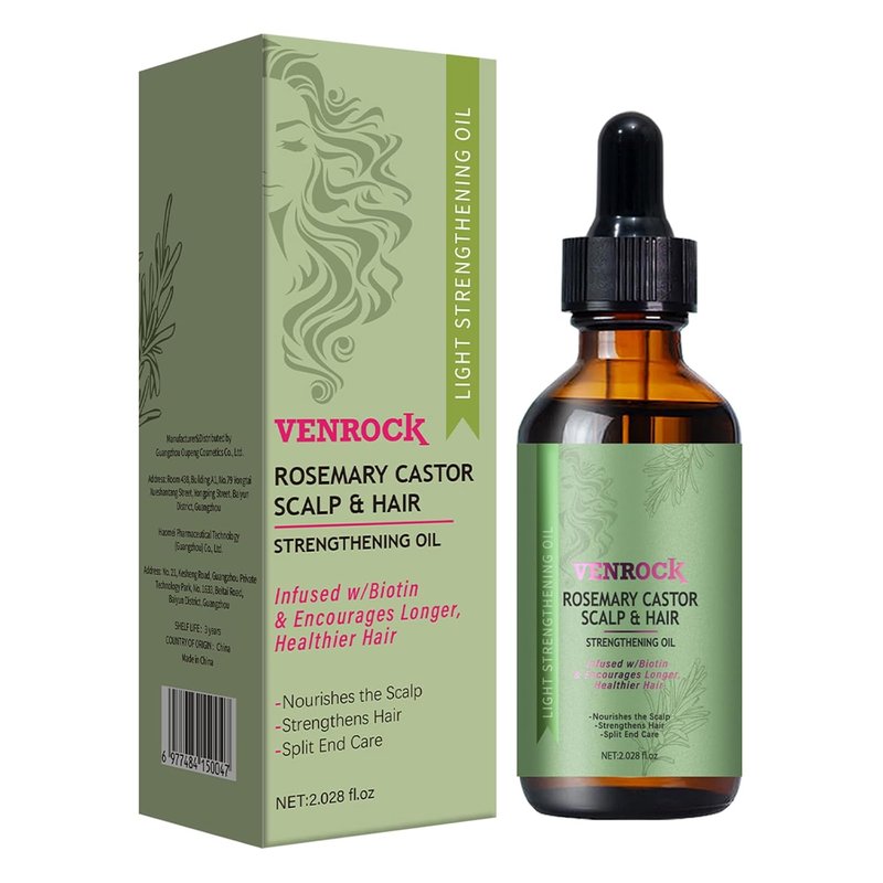 Rosemary Castor Hair Oil - Biotin-Infused Scalp & Hair Strengthening Oil for Nourishing & Repairing | Lightweight Daily Care