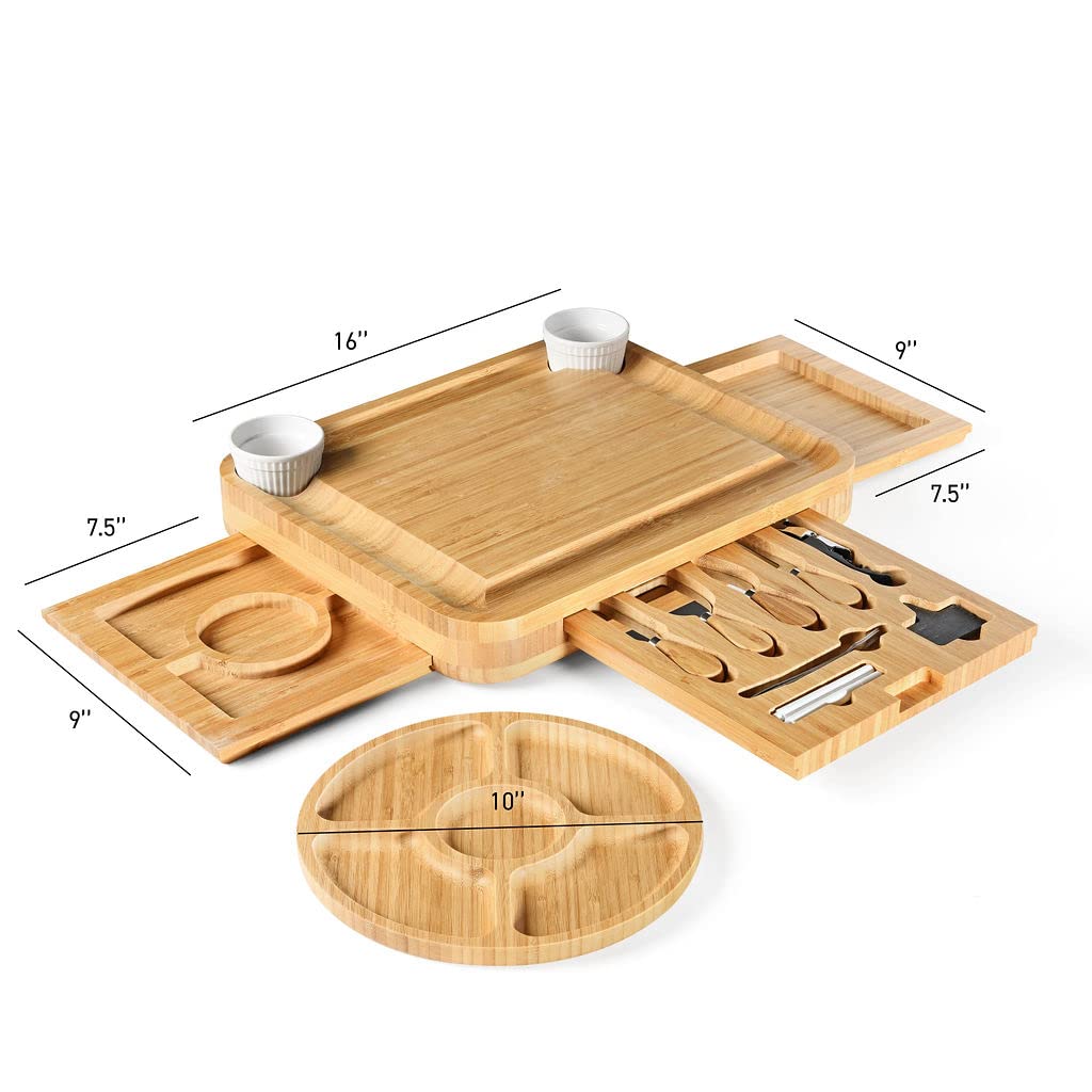 Bamboo Charcuterie Boards Gift Set - Simple Meat and Cheese Board Set with Charcuterie Board Accessories, Valentines Day Gifts, Unique House Warming Gifts New Home - Home it