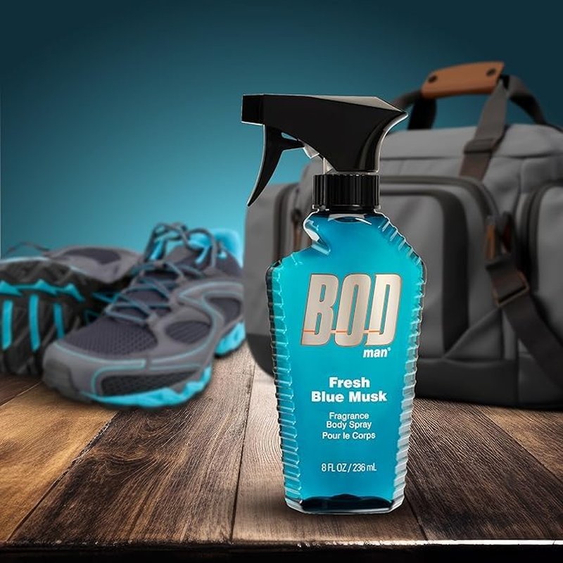 Bod Man Fresh Blue Musk Body Spray - 8 oz | Long-Lasting Fragrance for Men