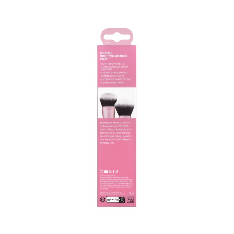 Real Techniques Ultimate Multi Tasker Brush, Dual-Ended Makeup Brush for Foundation, Blush Bronzer & Powder, Precision Sculpting & Blending, UltraPlush Bristles, Cruelty-Free, 1 Count