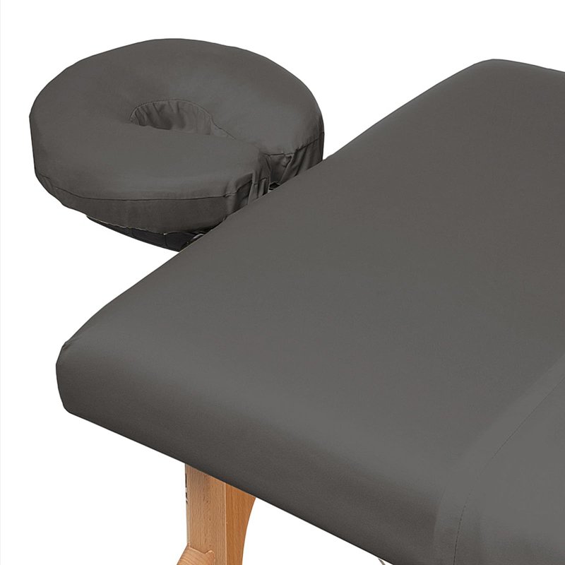 Saloniture 3-Piece Microfiber Massage Table Sheet Set - Premium Facial Bed Cover - Includes Flat and Fitted Sheets with Face Cradle Cover - Gray