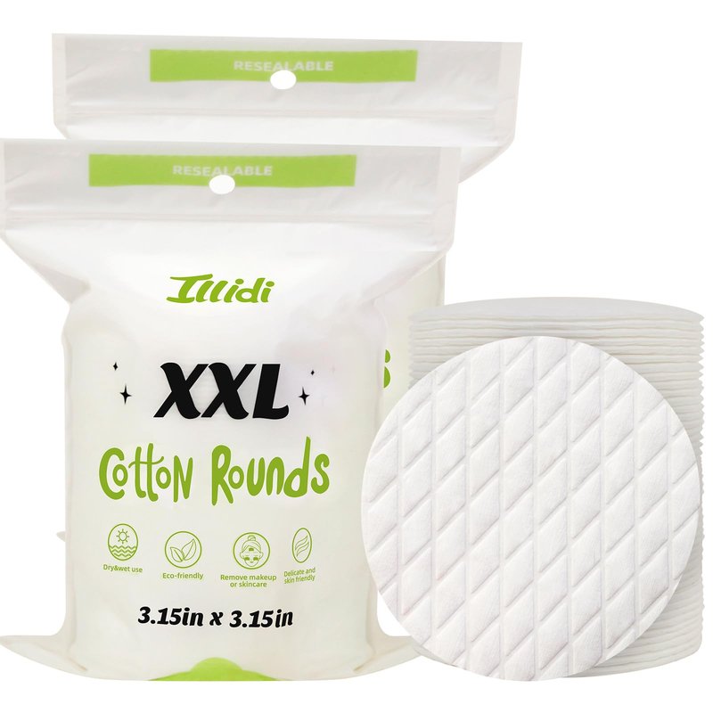 Extra Large Cotton Rounds, 3.15 inches Diameter,(120 Count),100% Pure Cotton Pads, Soft and Lint-Free for Makeup Removal and Face Cleansing