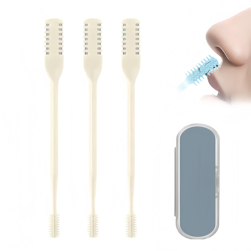 Nasal Hair Cutter, 2026 Upgraded 360° Double Sided Portable Nose Hair Trimmer for Women Men, Travel Essentials Washable Nose Hair Remover Grooming Tool (3 Pcs Beige)