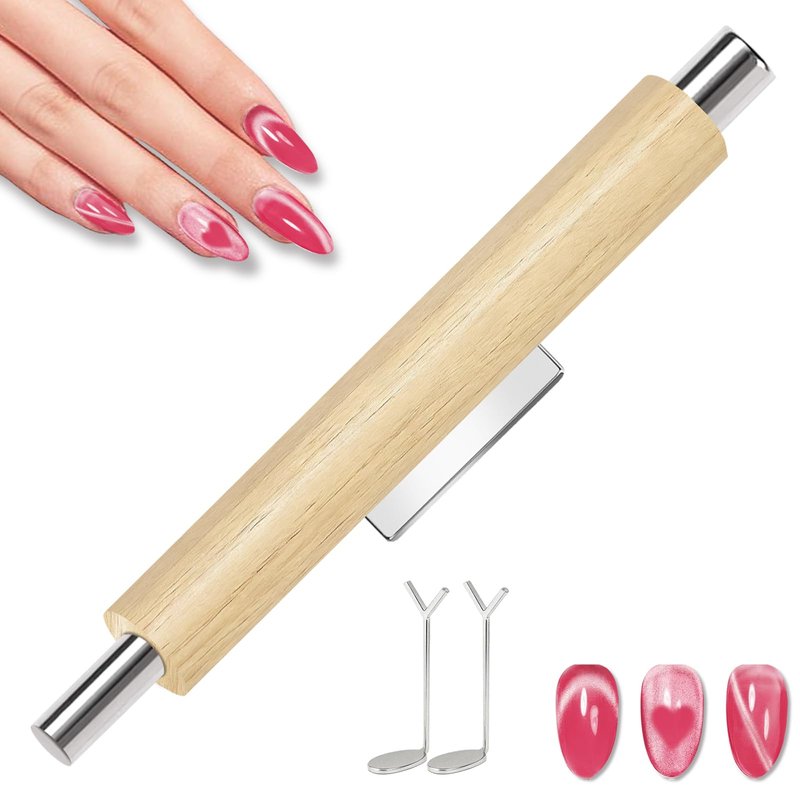 HungGato 4-in-1 Cat Eye Nail Magnet Tool with Heart Shape, Magnetic Nail Art Pen Stick for 3D Cat Eye Gel Polish, DIY Nail Art Design, Salon and Home Manicure Supplies