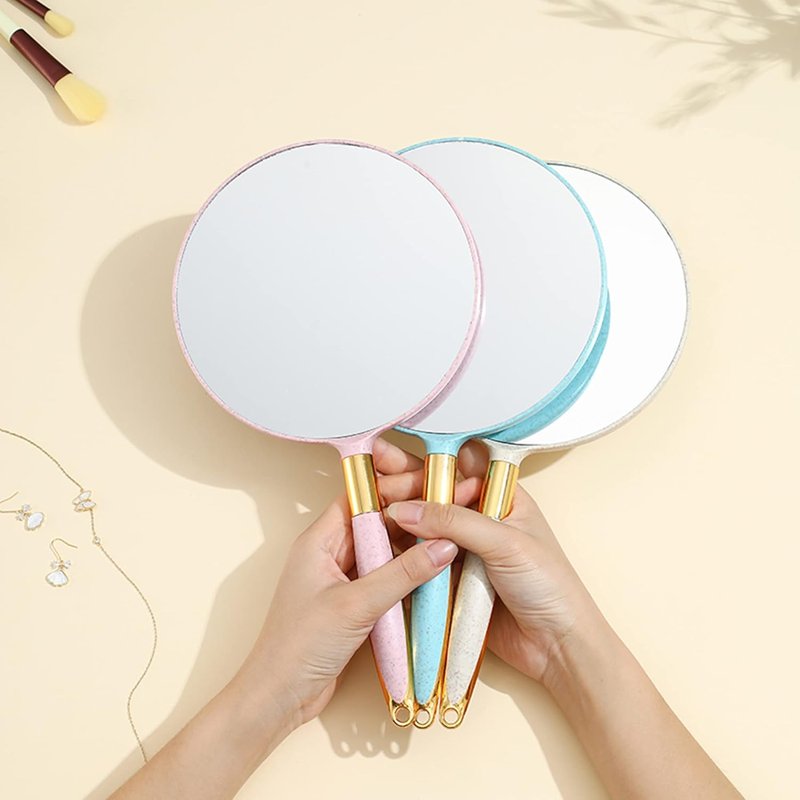 Handheld Mirror for Hairdressers | 6.9 x 13 Inch White Round Design