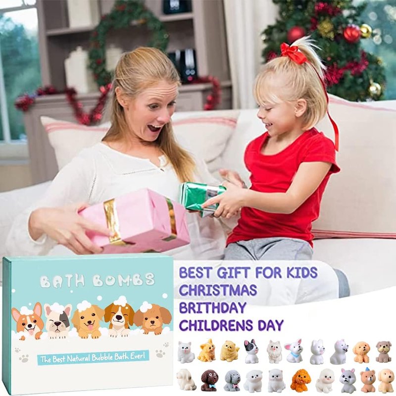 Bath Bombs for Kids with Surprise Inside for Girls Boys Toddlers, 20 Pack Organic Kids Bath Bombs with Puppy Dolls Inside, Kids Safe Handmade Bubble Bath Fizzies, Ideal Birthday Christmas Gift Set