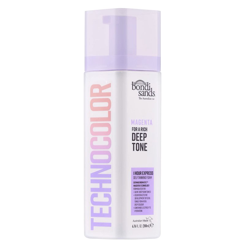 Bondi Sands Technocolor Magenta 1 Hour Express Self Tanning Foam, Best for Olive to Deep Skin Tones Looking for a Rich, Deep Toned Tan, 6.76 fl. oz.