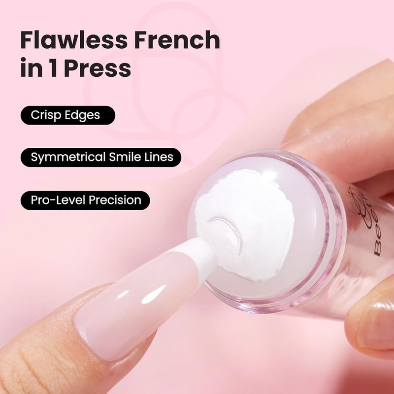 Beetles Nail Stamp Kit - 3Pcs Silicone French Tip Nail Art Tool | Replacement Stamper Heads & Scrapers for DIY Manicure