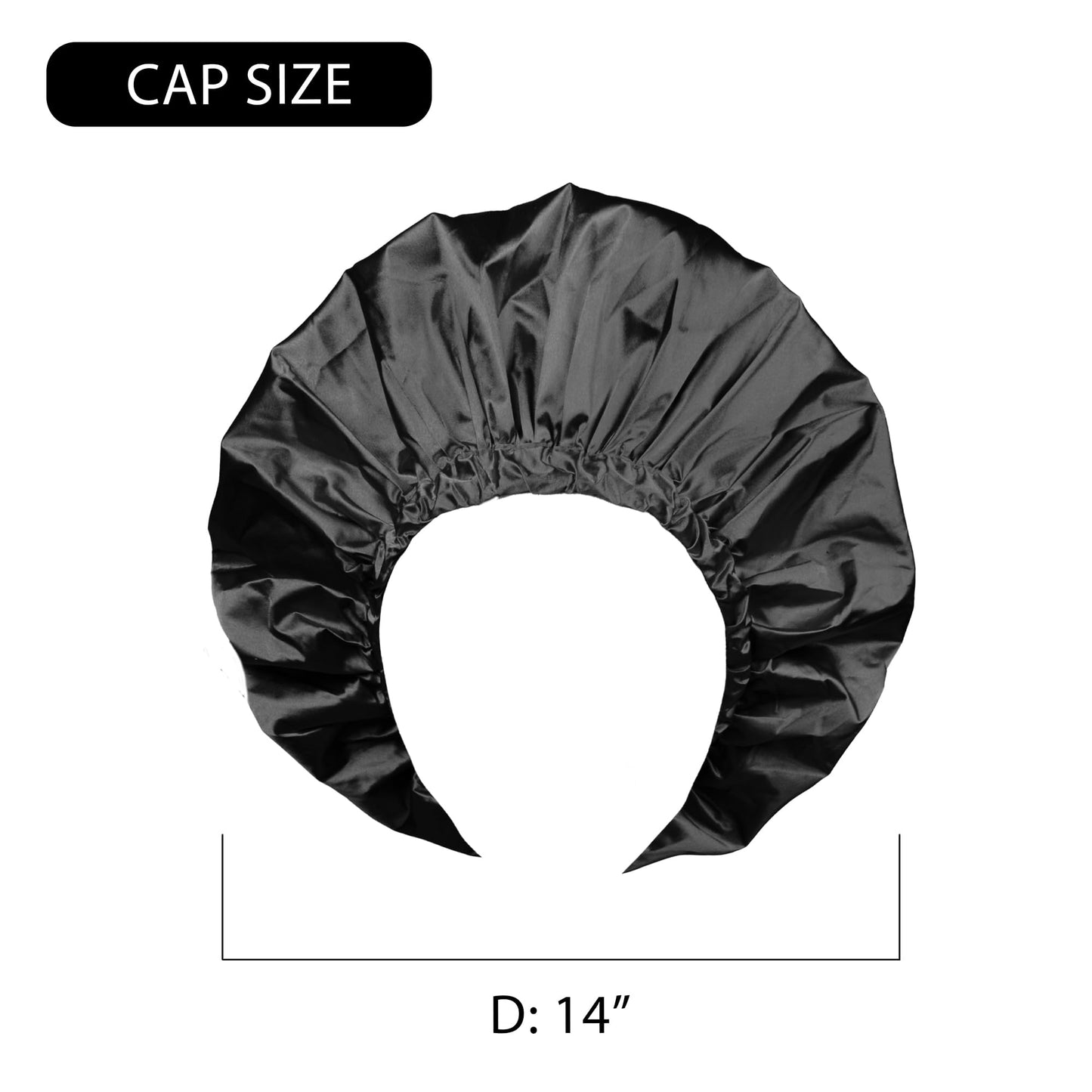DONNA Shower & Conditioning Silky Satin Cap Waterproof Bath Caps Plastic Reusable Shower Caps Elastic Band Bath Hair Hat Stocking Stuffers for Women Cobalt L-XL