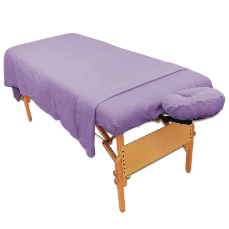 Body Linen Deluxe 3 Piece Flannel Sheet Set - Super Soft & Durable 100% Double-Brushed Cotton Flannel - Includes Flat Sheet, Fitted Sheet, and Fitted Face Cradle Cover - Dahlia Purple