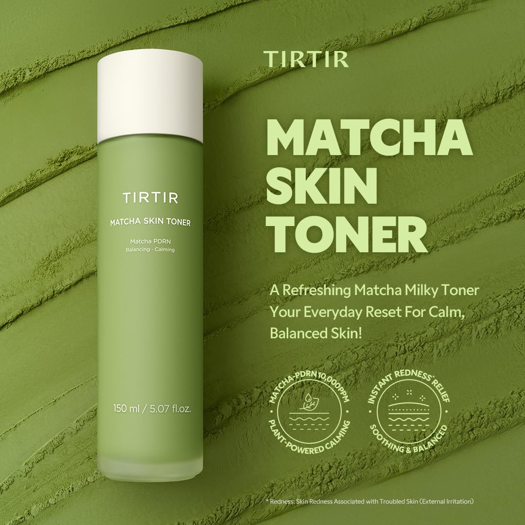 TIRTIR Matcha PDRN Skin Toner 5.07 Fl Oz | Hydrating Korean Daily Anti-Redness Skin Care Soothing Facial Toner for Sensitive Skin