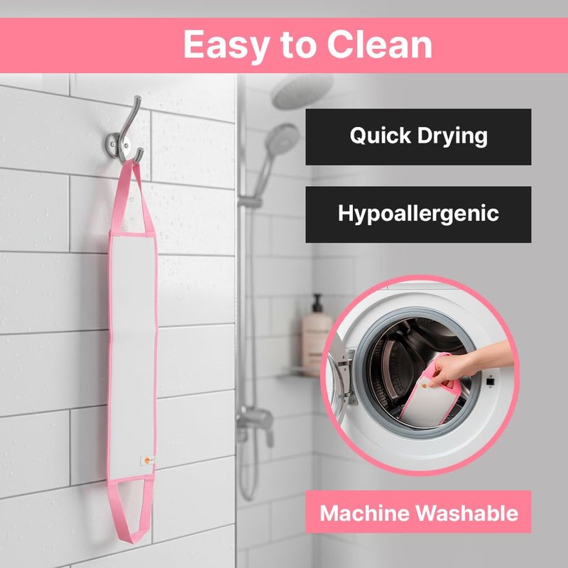 Nature Creature Silk Exfoliating Back Scrubber For Shower – 29.5” Double Handle Body Scrubber – Premium Spa Quality Bath Exfoliator for Men & Women, Easy to Use & Quick-Dry