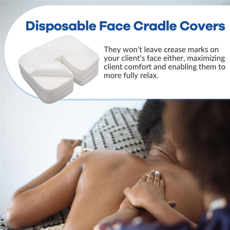 300 Count Disposable Face Cradle Covers, Medical-Grade, Ultra Soft, Luxurious, Non-Sticking Massage Face Covers, Headrest Covers for Massage Tables & Massage Chairs
