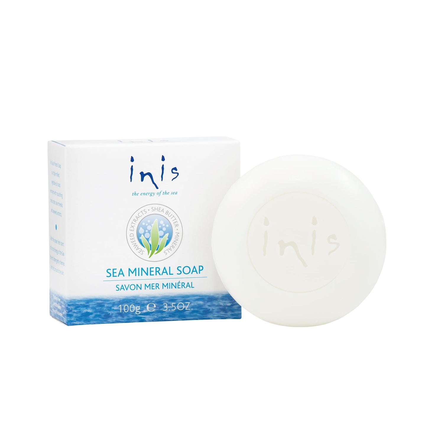 Inis the Energy of the Sea - Sea Mineral Soap Bar for Women and Men, Triple-Milled Bar Soap with Shea Butter, Sea Salt and Seaweed, Clean Ocean Fresh Scent, 3.5 oz