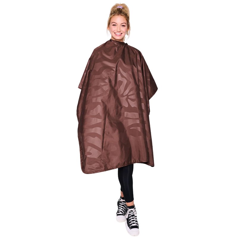 Betty Dain Bleach-proof All Purpose Styling Cape, Material Defends Against Bleach Stains, Color Proof, Chemical Proof, Waterproof, Lightweight Embossed Nylon, Brown