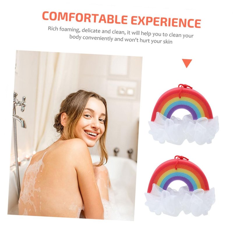 minkissy 3pcs Rainbow Bath Sponge Rainbow Loofah Body Scrubber Kids Shower Shower Balls Body Scrubber Exfoliator for Toddler Baby Kids Body Shower