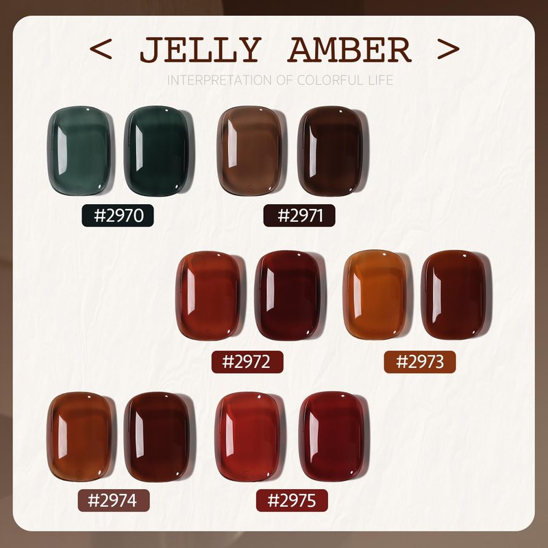 GAOY Jelly Dark Green Brown Gel Nail Polish Set, 6 Transparent Colors Sheer Red Fall Colors Soak Off UV Light Cure Gel Polish Kit for Salon and Nail Art DIY at Home