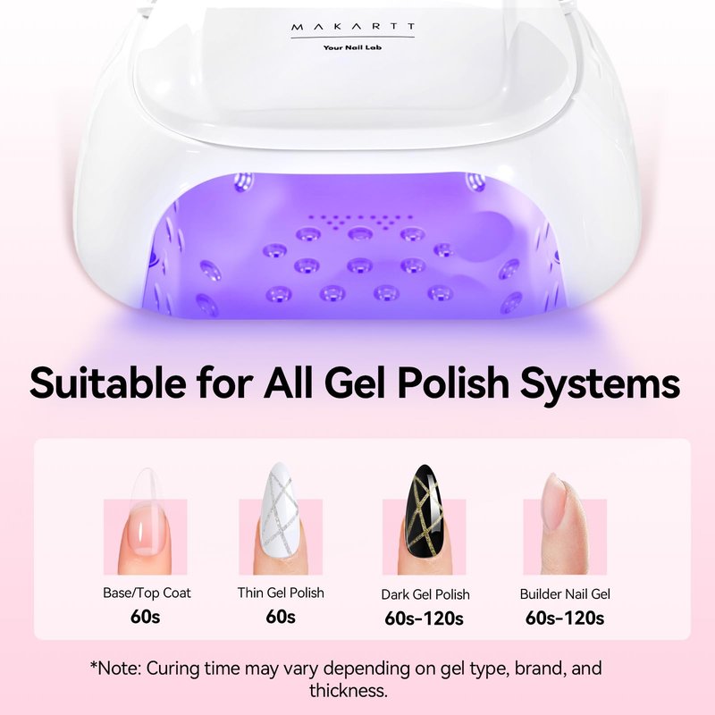 Makartt UV Nail Lamp – 30W Fast Curing UV Light with Handle Rechargeable Cordless Nail Dryer for Gel Nail Polish with 45 Beads Dual Lights 4 Timers LCD Smart Sensor for Nail Art Design(White)