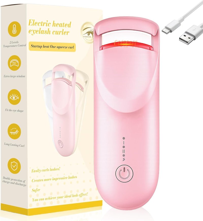 Skiennix Heated Eyelash Curler - Safe Anti-Burn Design with Upgraded Silicone Pad | 24H Natural C-Curl, USB-C Rechargeable