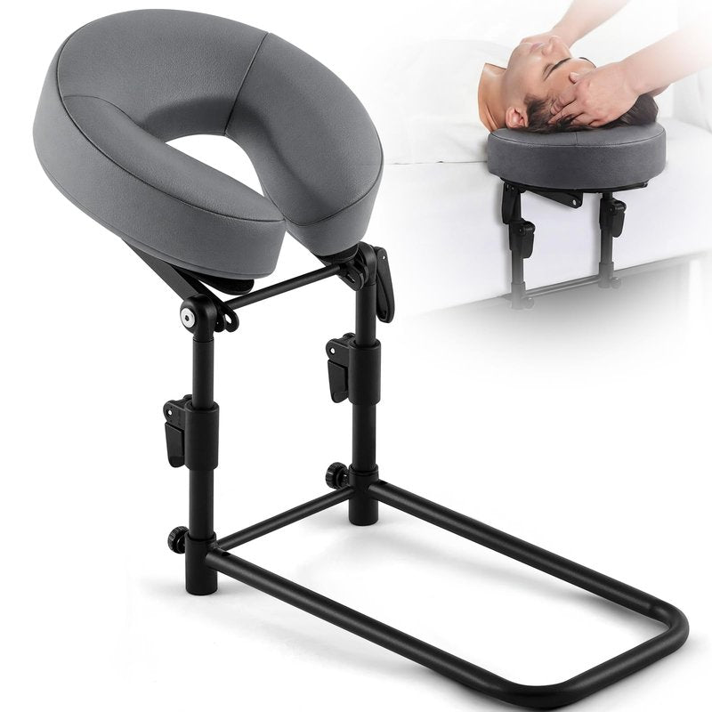Qunclay Adjustable Massage Headrest for Bed, Portable Mattress Massage Face Cradle with Soft Pillow Cushion, Face Down Pillow After Eye Surgery for Professional and Home Use(Grey)